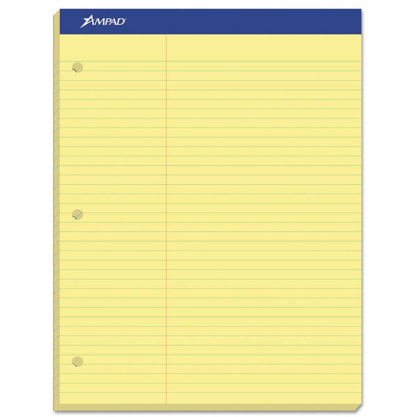 Ampad® Double Sheet Pads, Pitman Rule Variation (Offset Dividing Line - 3" Left), 100 Canary-Yellow 8.5 x 11.75 Sheets (TOP20245)