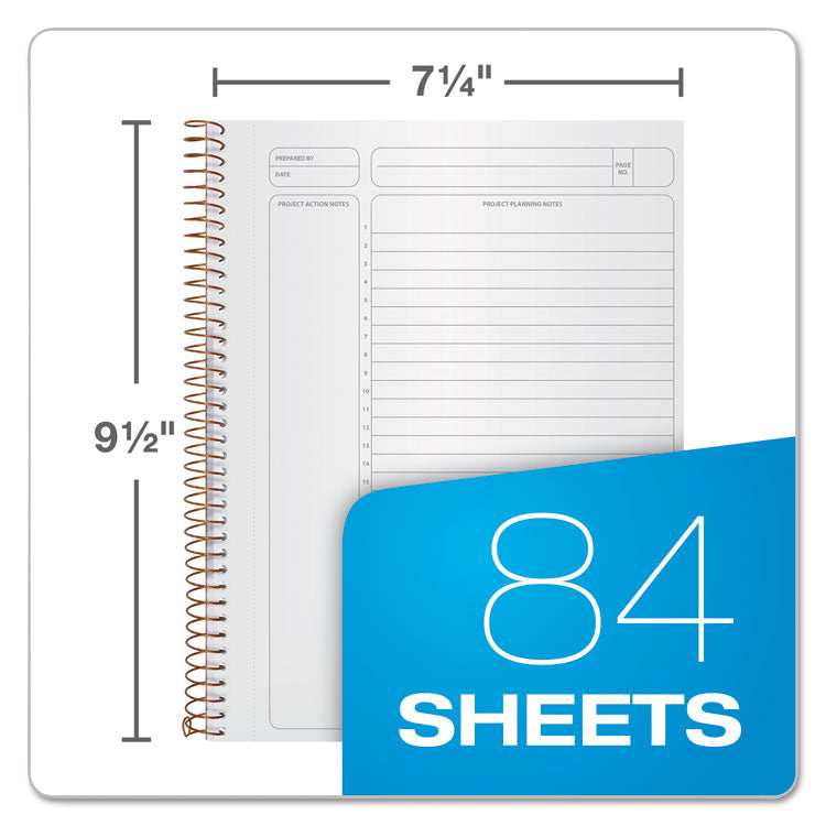 Ampad® Gold Fibre Wirebound Project Notes Book, 1-Subject, Project-Management Format, Green Cover, (84) 9.5 x 7.25 Sheets (TOP20816) Each