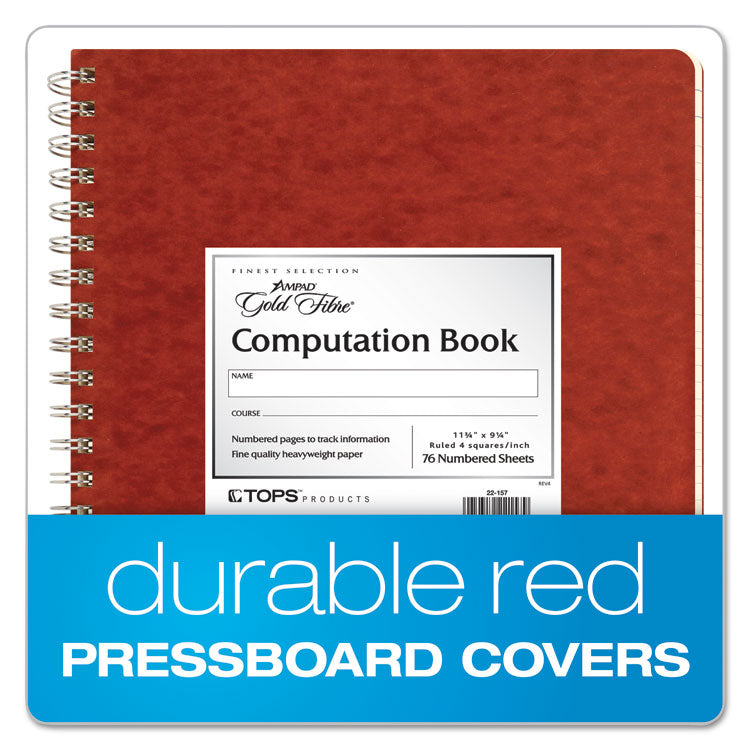 Ampad® Computation Book, Quadrille Rule (4 sq/in), Brown Cover, (76) 11.75 x 9.25 Sheets (TOP22157) Each