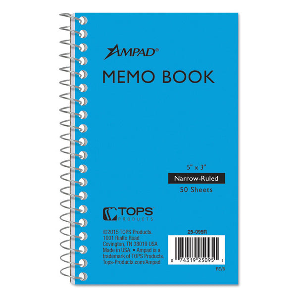 Ampad® Memo Books, Narrow Rule, Randomly Assorted Cover Color, (50) 5 x 3 Sheets (TOP25095)
