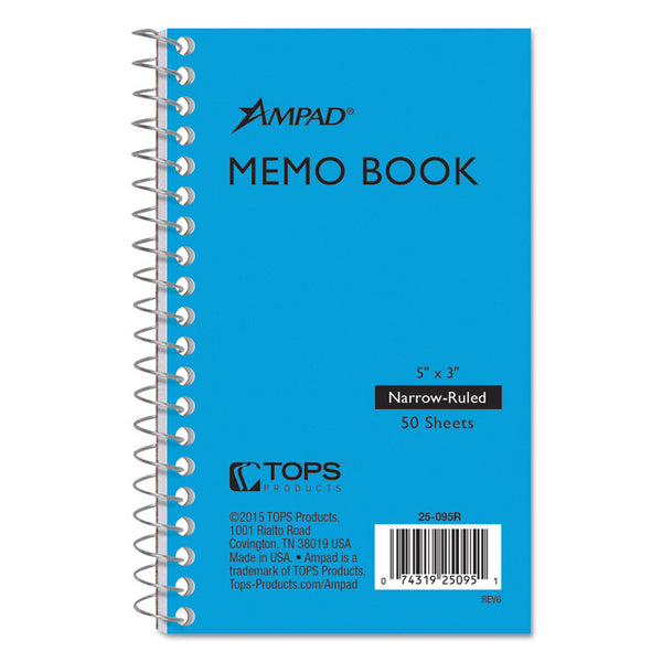 Ampad® Memo Books, Narrow Rule, Randomly Assorted Cover Color, (50) 5 x 3 Sheets (TOP25095) Each