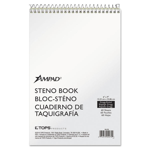 Ampad® Steno Pads, Gregg Rule, Tan Cover, 60 Green-Tint 6 x 9 Sheets (TOP25270) Each