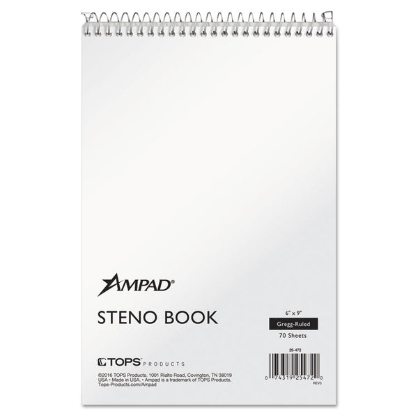 Ampad® Steno Pads, Gregg Rule, Tan Cover, 70 White 6 x 9 Sheets (TOP25472)