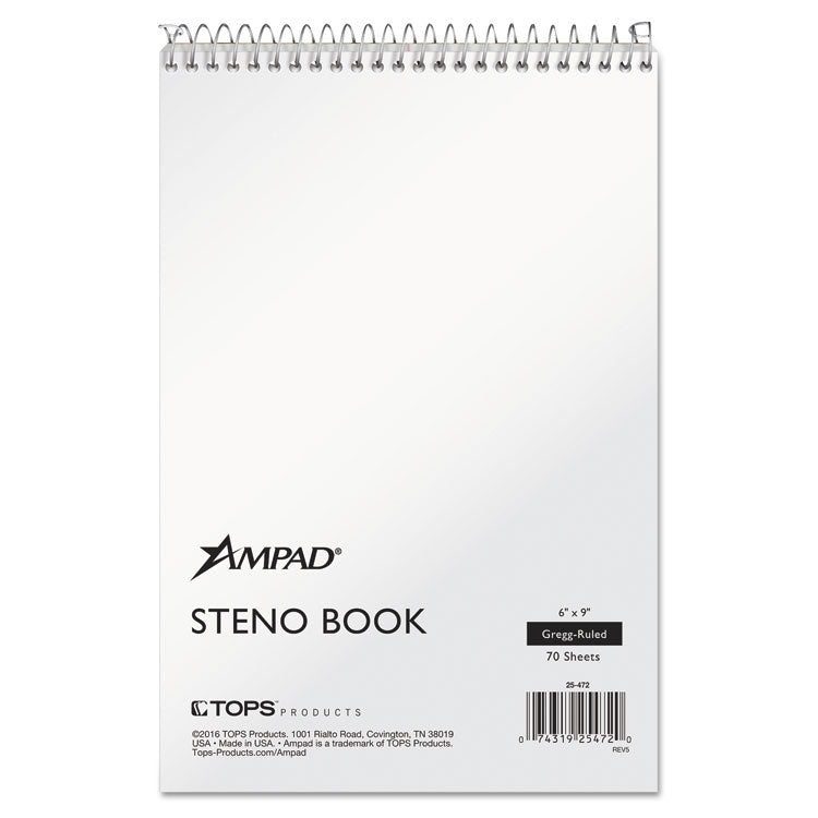 Ampad® Steno Pads, Gregg Rule, Tan Cover, 70 White 6 x 9 Sheets (TOP25472) Each