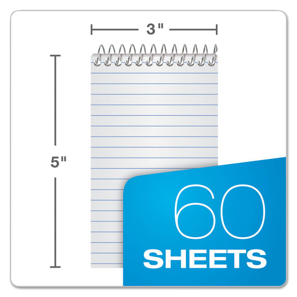 Ampad® Memo Pads, Narrow Rule, Assorted Cover Colors, 60 White 3 x 5 Sheets, 3/Pack (TOP45093)