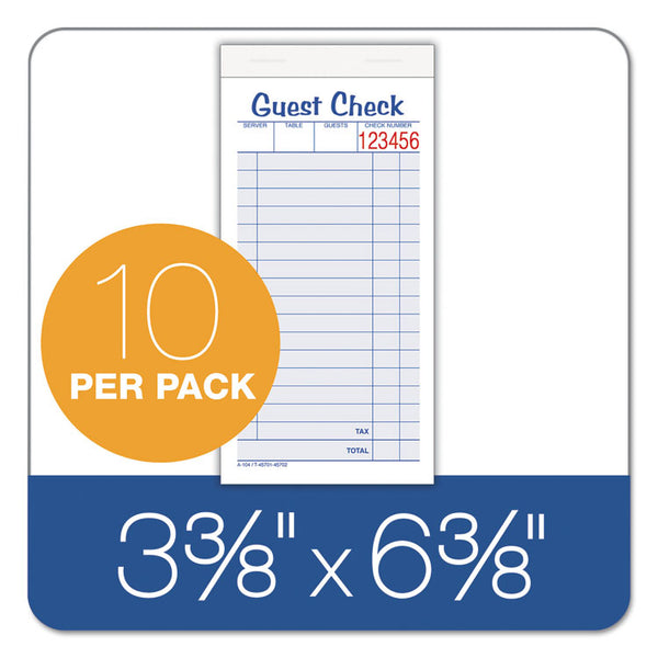 Adams® Guest Check Pad, Two-Part Carbonless, 6.38 x 3.38, 50 Forms Total (ABF10450SW)