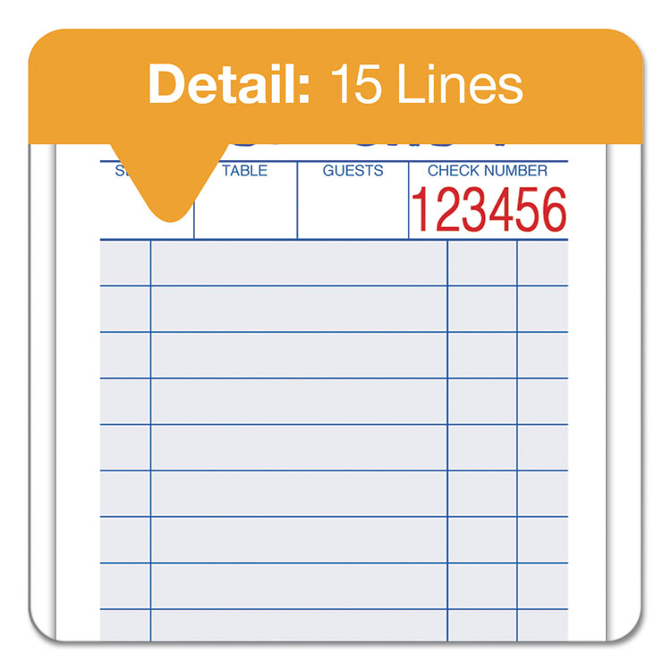 Adams® Guest Check Pad, Two-Part Carbonless, 6.38 x 3.38, 50 Forms Total (ABF10450SW) Pack of 10