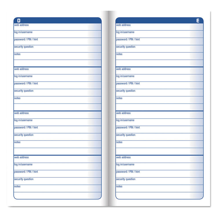 Adams® Password Journal, One-Part (No Copies), 3 x 1.5, 4 Forms/Sheet, 192 Forms Total (ABFAPJ99)