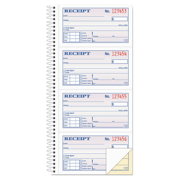 Adams® 2-Part Receipt Book, Two-Part Carbonless, 4.75 x 2.75, 4 Forms/Sheet, 200 Forms Total (ABFSC1152)