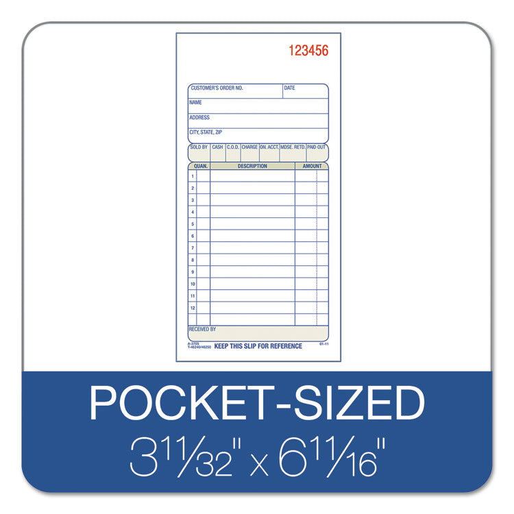 Adams® 3-Part Sales Book, Three-Part Carbonless, 3.25 x 7.13, 50 Forms Total (ABFTC3705)