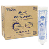 Dart® Concorde Foam Bowl, 10, 12 oz, White, 125/Pack, 8 Packs/Carton (DCC12BWWCR)