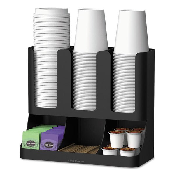 Mind Reader Flume Six-Section Upright Coffee Condiment/Cup Organizer, 11.5 x 6.5 x 15, Black (EMSUPRIGHT6BLK) Each