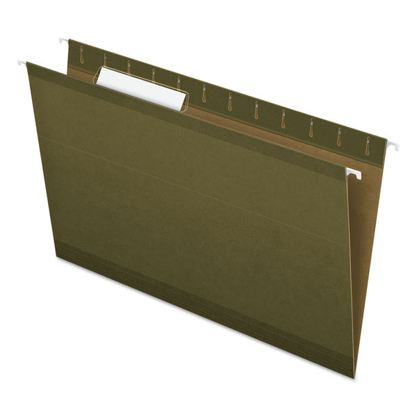 Pendaflex® Reinforced Hanging File Folders with Printable Tab Inserts, Legal Size, 1/3-Cut Tabs, Standard Green, 25/Box (PFX415313) Box of 25