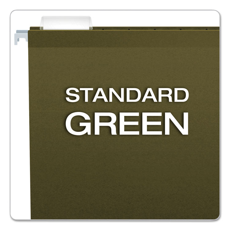 Pendaflex® Reinforced Hanging File Folders with Printable Tab Inserts, Legal Size, 1/5-Cut Tabs, Standard Green, 25/Box (PFX415315) Box of 25