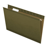 Pendaflex® Reinforced Hanging File Folders with Printable Tab Inserts, Legal Size, 1/5-Cut Tabs, Standard Green, 25/Box (PFX415315) Box of 25