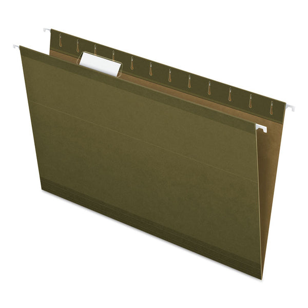 Pendaflex® Reinforced Hanging File Folders with Printable Tab Inserts, Legal Size, 1/5-Cut Tabs, Standard Green, 25/Box (PFX415315) Box of 25