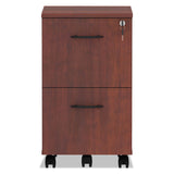 Alera® Alera Valencia Series Mobile Pedestal, Left or Right, 2 Legal/Letter-Size File Drawers, Medium Cherry, 15.38" x 20" x 26.63" (ALEVA582816MC)