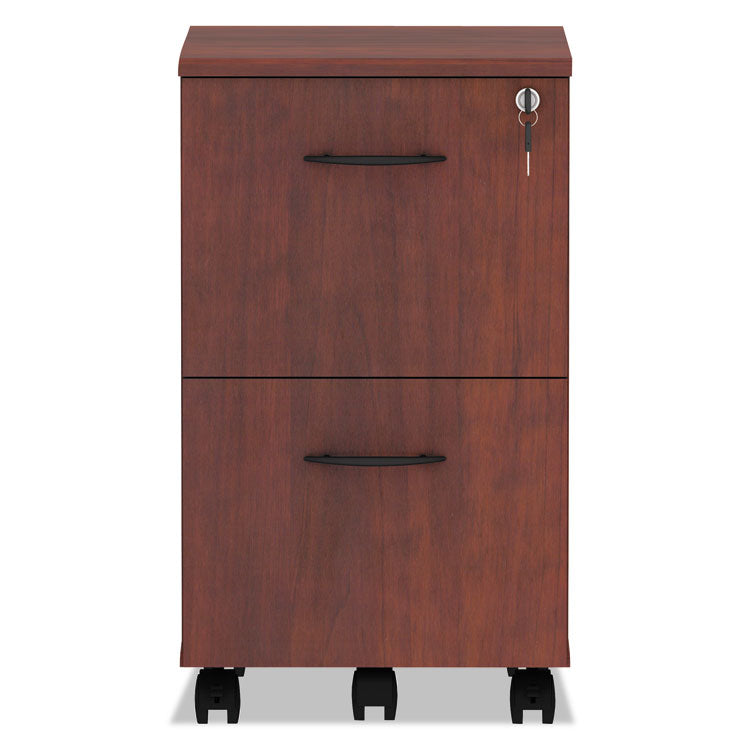 Alera® Alera Valencia Series Mobile Pedestal, Left or Right, 2 Legal/Letter-Size File Drawers, Medium Cherry, 15.38" x 20" x 26.63" (ALEVA582816MC)