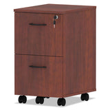 Alera® Alera Valencia Series Mobile Pedestal, Left or Right, 2 Legal/Letter-Size File Drawers, Medium Cherry, 15.38" x 20" x 26.63" (ALEVA582816MC)