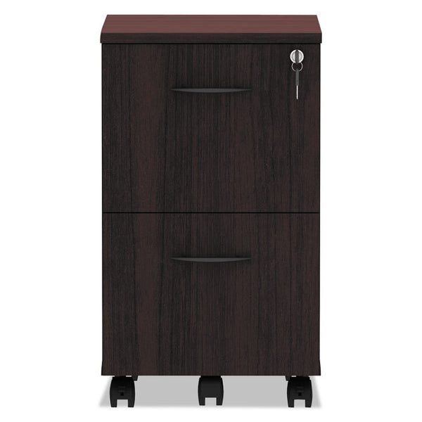 Alera® Alera Valencia Series Mobile Pedestal, Left or Right, 2 Legal/Letter-Size File Drawers, Mahogany, 15.38" x 20" x 26.63" (ALEVA582816MY)