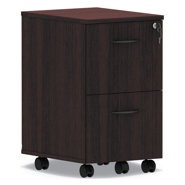 Alera® Alera Valencia Series Mobile Pedestal, Left or Right, 2 Legal/Letter-Size File Drawers, Mahogany, 15.38" x 20" x 26.63" (ALEVA582816MY)