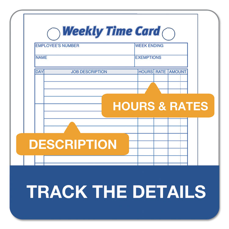 TOPS™ Weekly Employee Time Cards, One Side, 4.25 x 6.75, 100/Pack (TOP3016) Pack of 100