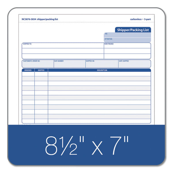 TOPS™ Triplicate Snap-Off Shipper/Packing List, Three-Part Carbonless, 8.5 x 7, 50 Forms Total (TOP3834) Packof 50