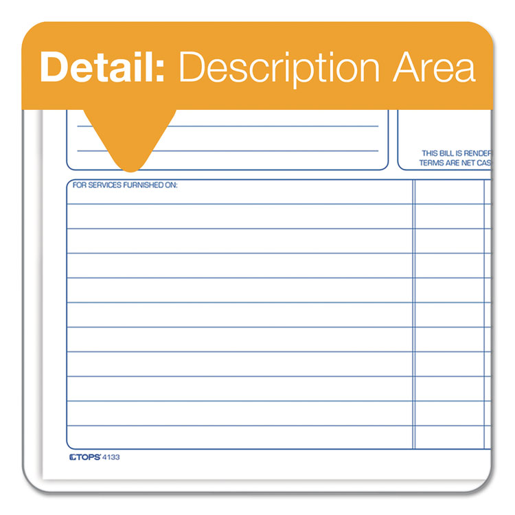 TOPS™ Bill for Services Rendered Book, Two-Part Carbonless, 8.5 x 7.75, 50 Forms Total (TOP4133) Each