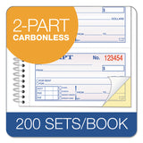 TOPS™ Spiralbound Money and Rent Receipt Book, Two-Part Carbonless, 4.75 x 2.75, 4 Forms/Sheet, 200 Forms Total (TOP4161) Each
