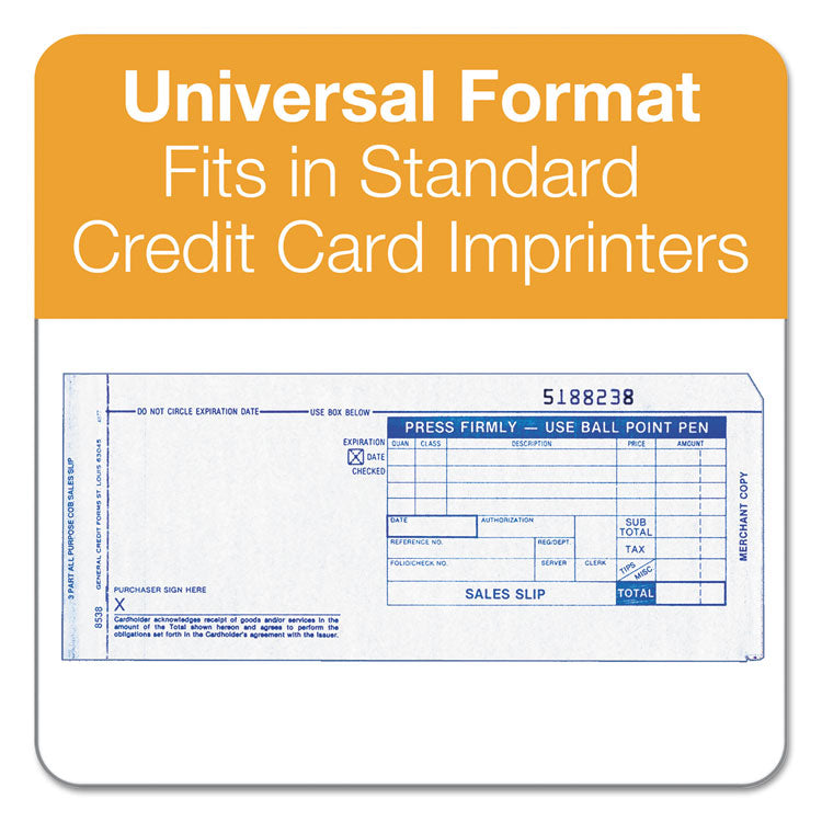 TOPS™ Credit Card Sales Slip, Three-Part Carbonless, 7.78 x 3.25, 100 Forms Total (TOP38538) Pack of 100