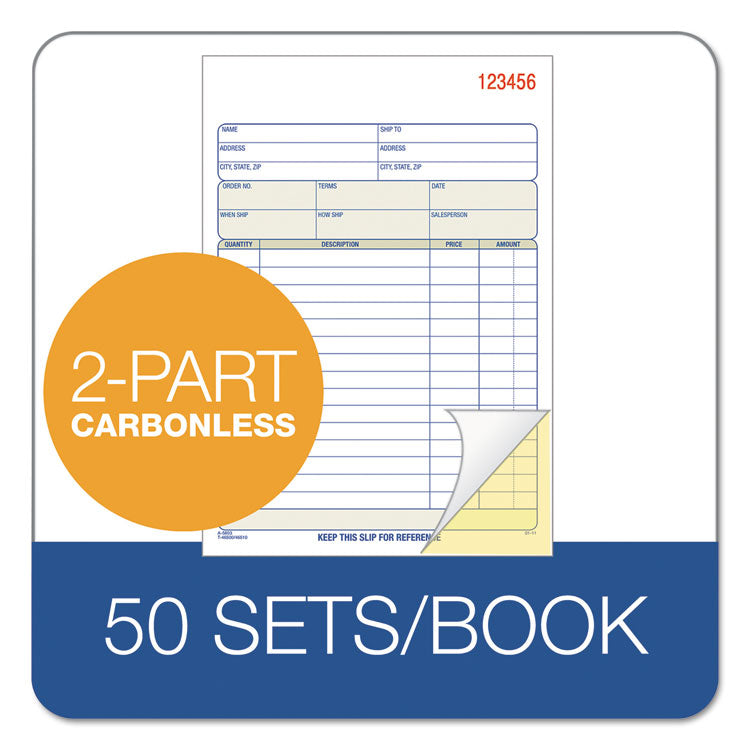 TOPS™ Sales Order Book, Two-Part Carbonless, 7.94 x 5.56, 50 Forms Total (TOP46500) Each