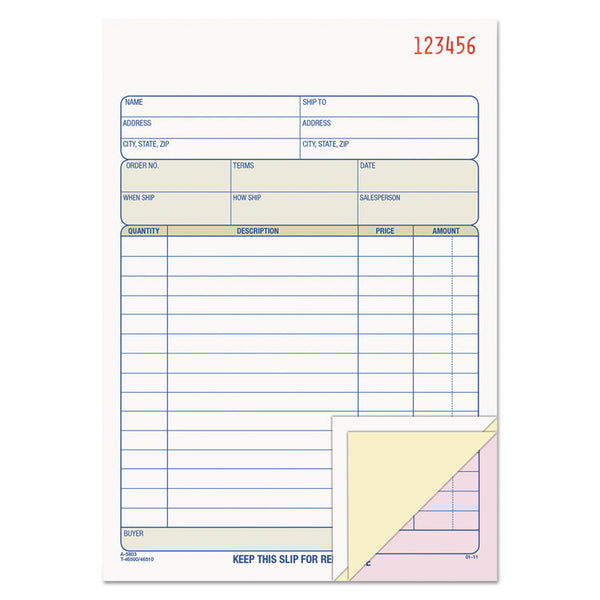 TOPS™ Sales Order Book, Three-Part Carbonless, 7.94 x 5.56, 50 Forms Total (TOP46510) Each