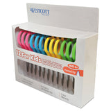 Westcott® Soft Handle Kids Scissors, Pointed Tip, 5" Long, 1.75" Cut Length, Assorted Straight Handles, 12/Pack (ACM15972) Pack of 12