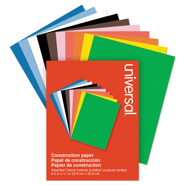 Universal® Construction Paper, 76 lb Text Weight, 9 x 12, Assorted, 200/Pack (UNV20900) Pack of 200