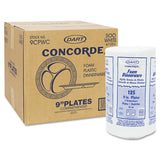 Dart® Concorde Foam Plate, 3-Compartment, 9" dia, White, 125/Pack, 4 Packs/Carton (DCC9CPWCR)
