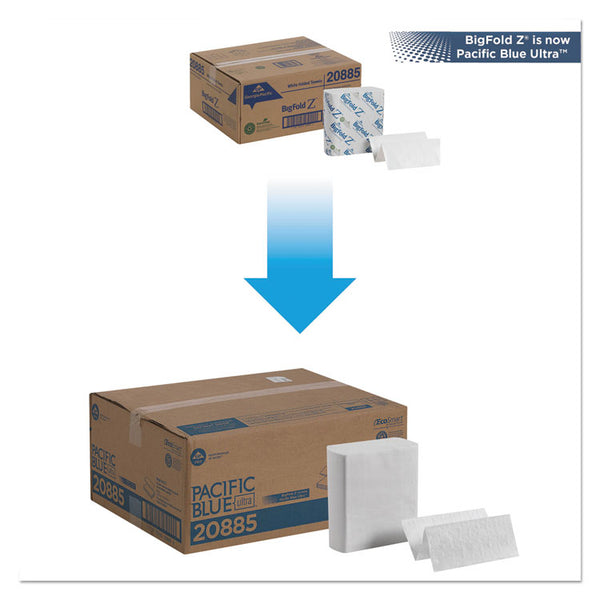 Georgia Pacific® Professional Pacific Blue Ultra Z-Fold Folded Paper Towels, 1-Ply, 8 x 11, White, 260/Pack, 10 Packs/Carton (GPC20885) Case of 2600