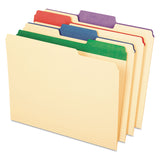 Pendaflex® Color Tab File Folders, 1/3-Cut Tabs: Assorted, Letter Size, 0.75" Expansion, Manila, 50/Box (PFX84101)