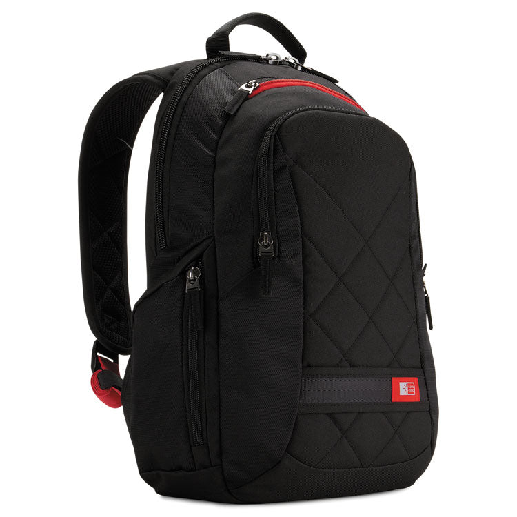 Case Logic® Diamond Backpack, Fits Devices Up to 14.1", Polyester, 6.3 x 13.4 x 17.3, Black (CLG3201265)