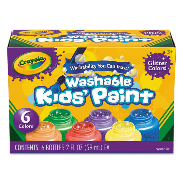 Crayola® Washable Paint, 6 Assorted Classic Colors, 2 oz Bottle, 6/Pack (CYO542400) Set of 6