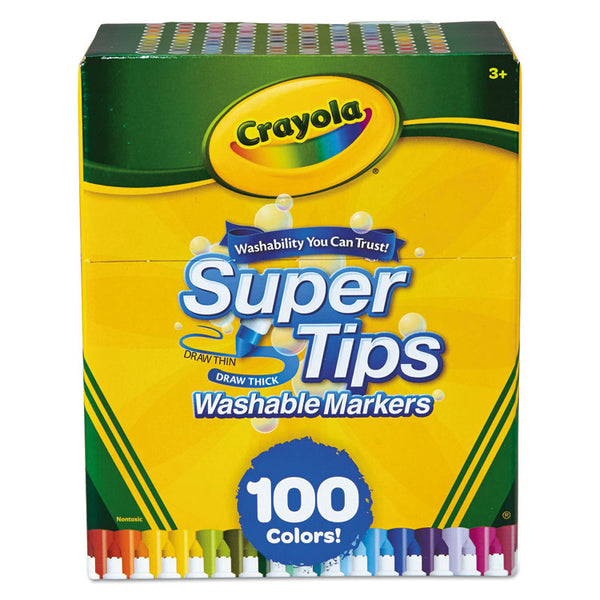 Crayola® Super Tips Washable Markers, Fine/Broad Bullet Tips, Assorted Colors, 100/Set (CYO585100) Set of 100