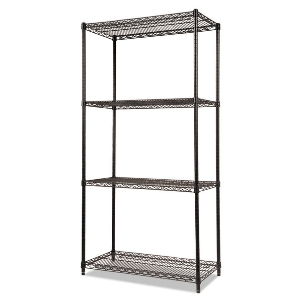 Alera® NSF Certified Industrial Four-Shelf Wire Shelving Kit, 36w x 18d x 72h, Black (ALESW503618BL)