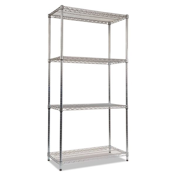 Alera® NSF Certified Industrial Four-Shelf Wire Shelving Kit, 36w x 18d x 72h, Silver (ALESW503618SR)