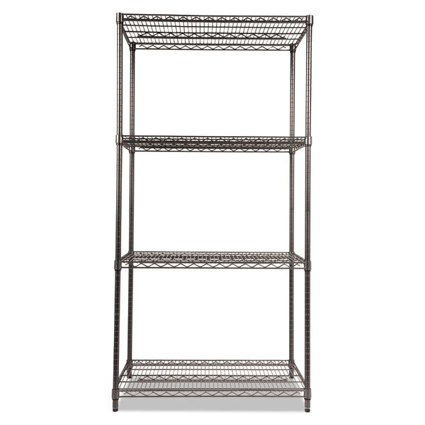 Alera® Wire Shelving Starter Kit, Four-Shelf, 36w x 24d x 72h, Black Anthracite (ALESW503624BA)