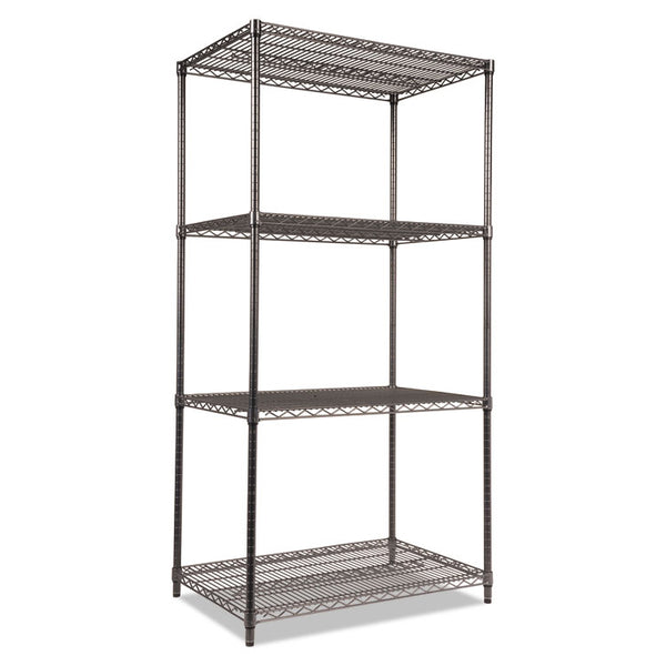 Alera® Wire Shelving Starter Kit, Four-Shelf, 36w x 24d x 72h, Black Anthracite (ALESW503624BA)