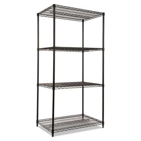 Alera® NSF Certified Industrial Four-Shelf Wire Shelving Kit, 36w x 24d x 72h, Black (ALESW503624BL)