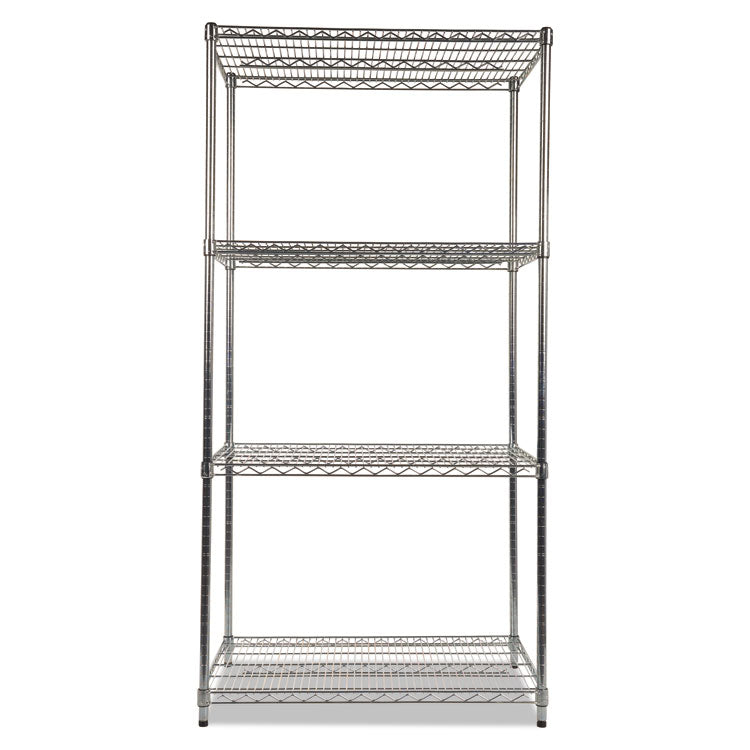 Alera® NSF Certified Industrial Four-Shelf Wire Shelving Kit, 36w x 24d x 72h, Silver (ALESW503624SR)