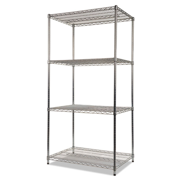 Alera® NSF Certified Industrial Four-Shelf Wire Shelving Kit, 36w x 24d x 72h, Silver (ALESW503624SR)