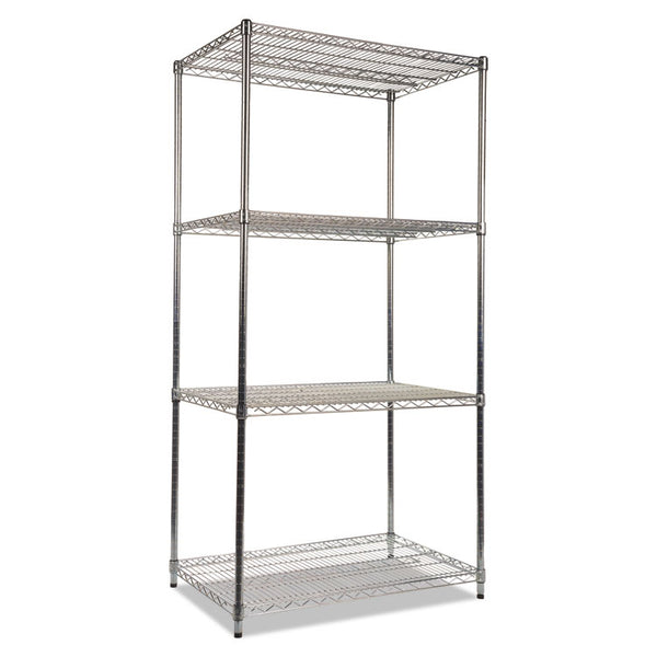 Alera® NSF Certified Industrial Four-Shelf Wire Shelving Kit, 36w x 24d x 72h, Silver (ALESW503624SR)