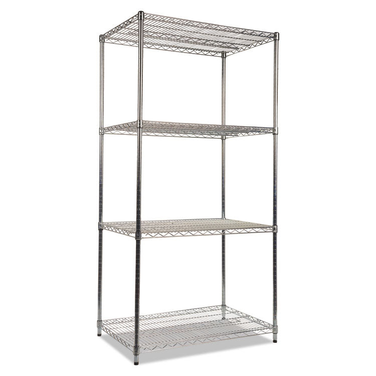 Alera® NSF Certified Industrial Four-Shelf Wire Shelving Kit, 36w x 24d x 72h, Silver (ALESW503624SR)