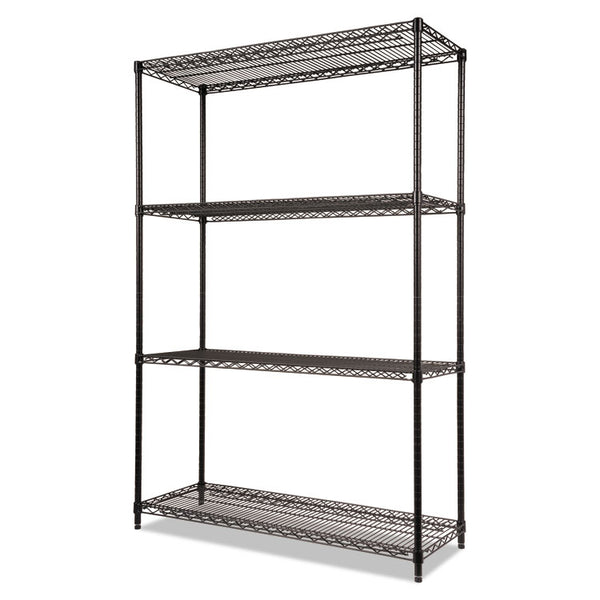 Alera® NSF Certified Industrial Four-Shelf Wire Shelving Kit, 48w x 18d x 72h, Black (ALESW504818BL)